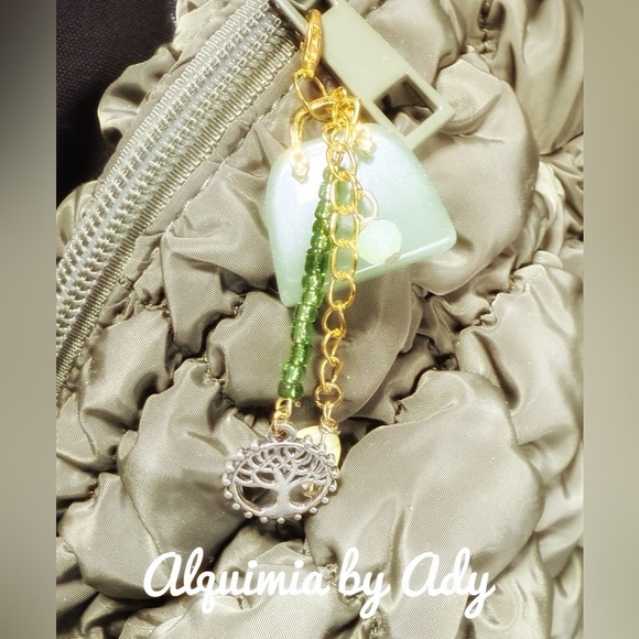 Aventurine carved handbag chunky gemstone keychain charms - Picture 1 of 2